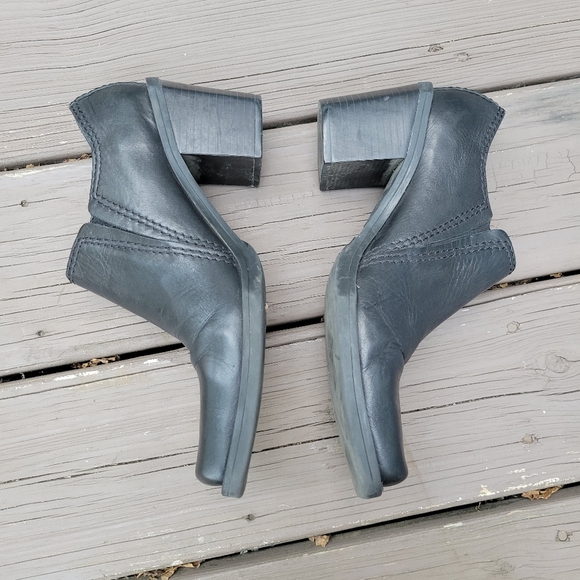 Vintage 90s y2k MIA Square Toe Chunky Heel Black Leather Low Boots Booties 7.5 - Picture 3 of 9